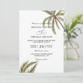 Palm Trees Boho Tropical Budget QR Code Wedding 招待状 (スタンド正面)