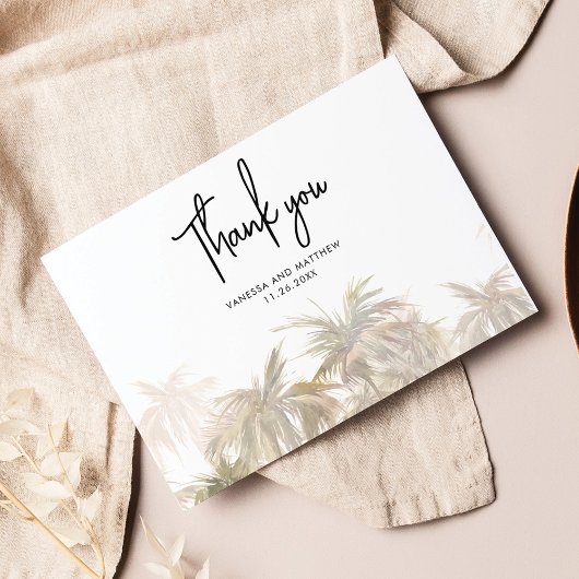 Palm Trees Budget Hand-Lettered 結婚'S Thank You