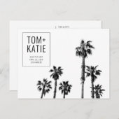 Palm Trees California Wedding Save the Date ポストカード (正面/裏面)