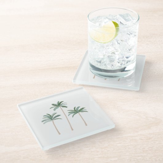 Palm Trees Glass Coasters  ガラスコースター (アングル)
