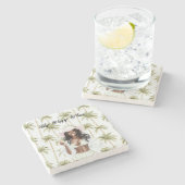 Palm Trees Happy Place Black Lady Bathing Suit ストーンコースター (横)