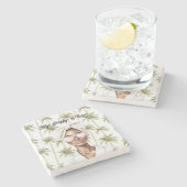 Palm Trees Happy Place Heart Glasses Black Lady ストーンコースター (横)