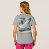 Palm Trees Hawaiian Travel Honolulu Blue Sea Tシャツ (裏面フル)
