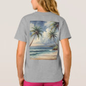 Palm Trees Hawaiian Travel Honolulu Blue Sea Tシャツ (裏面)
