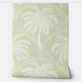 Palm Trees in Pastel Green Arch Motifs Textured 壁紙