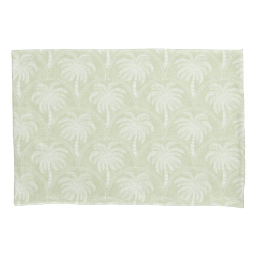 Palm Trees in Pastel Green Arch Motifs Textured 枕カバー (正面)