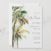 Palm Trees Modern On the Beach Wedding Two Sided 招待状 (正面)