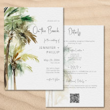Palm Trees Modern On the Beach Wedding Two Sided