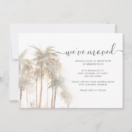 Palm Trees Moving Home Change of Address 案内状 (正面)