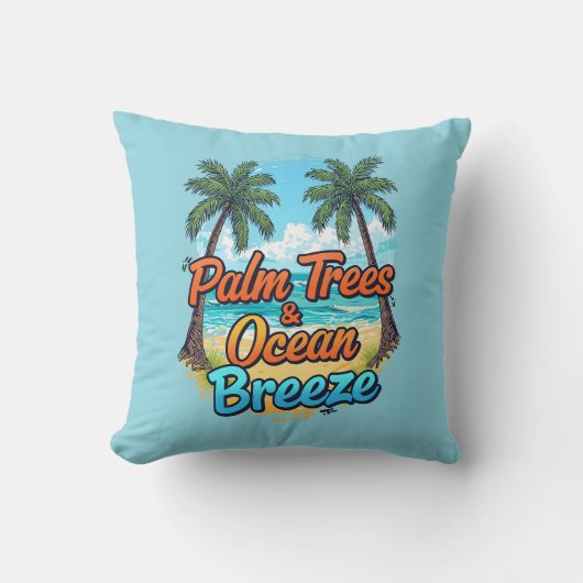 Palm Trees & Ocean Breeze – Throw Pillow クッション (正面)