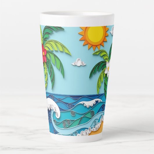 Palm Trees on the Beach  カフェラテマグ (正面)