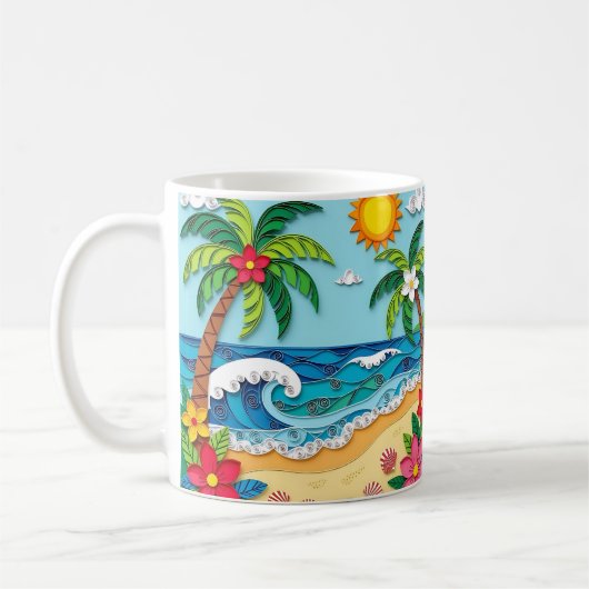 Palm Trees on the Beach  コーヒーマグカップ (左)