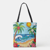 Palm Trees on the Beach Personalized トートバッグ (裏面)