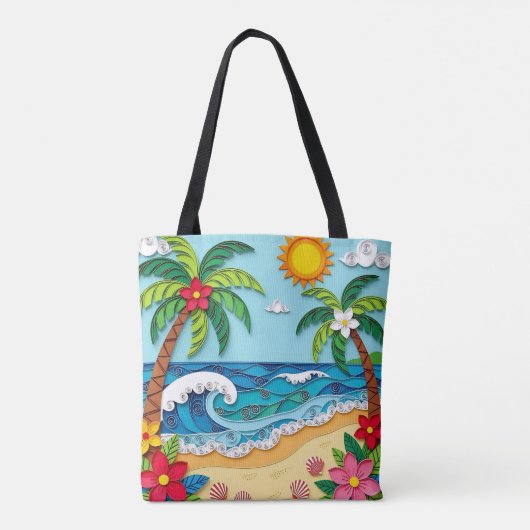 Palm Trees on the Beach Personalized トートバッグ (裏面)
