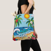 Palm Trees on the Beach Personalized トートバッグ (クローズアップ)