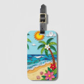 Palm Trees on the Beach Personalized ラゲッジタグ (正面縦)