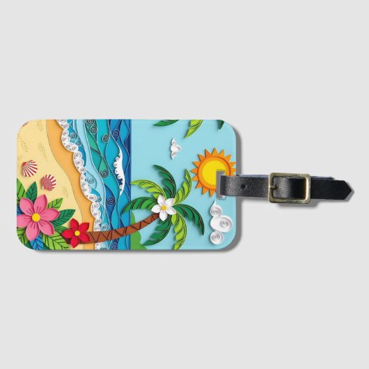 Palm Trees on the Beach Personalized ラゲッジタグ (正面横)
