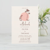 Palm Trees Pink Sun Light Sand Beach Wedding 招待状 (スタンド正面)
