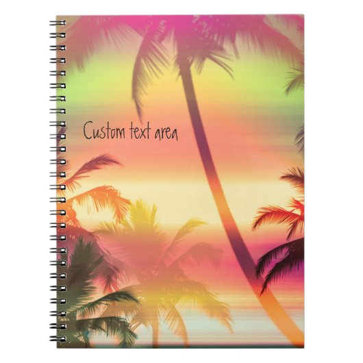 Palm Trees Tropical Heat Pink notebook journal ノートブック (正面)