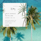 Palm Trees Tropical Square Wedding 招待状