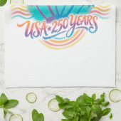 Palm Trees USA 250 Years Patriotic Desert Sunrise キッチンタオル (折り畳み)
