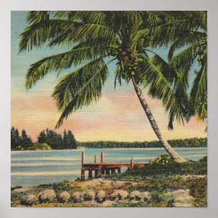 palm trees vintage ポスター