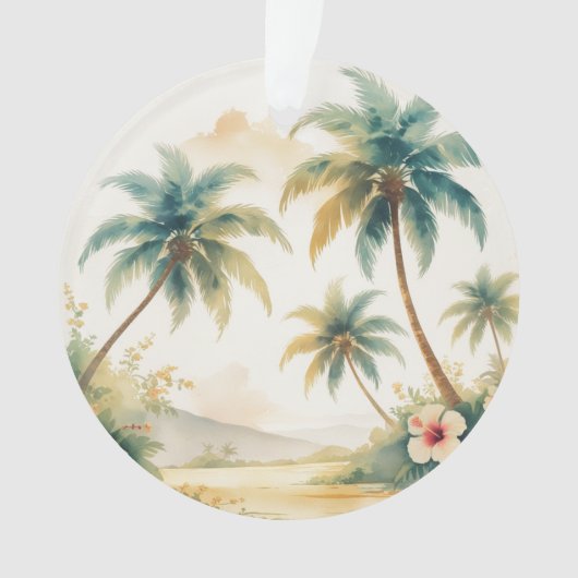 Palm Trees Vintage Style Hawaiian Travel オーナメント (正面)