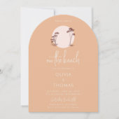 Palm Trees Warm Sand Sunset Pink Sun Beach Wedding 招待状 (正面)