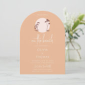 Palm Trees Warm Sand Sunset Pink Sun Beach Wedding 招待状 (スタンド正面)