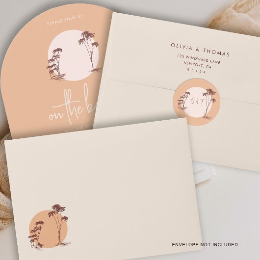 Palm Trees Warm Sand Sunset Sun Beach Wedding ラウンドシール