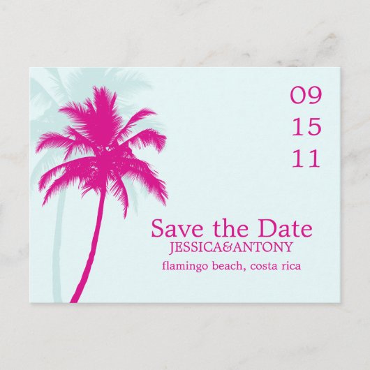 Palm Trees Wedding Save the Date 案内ポストカード (正面)