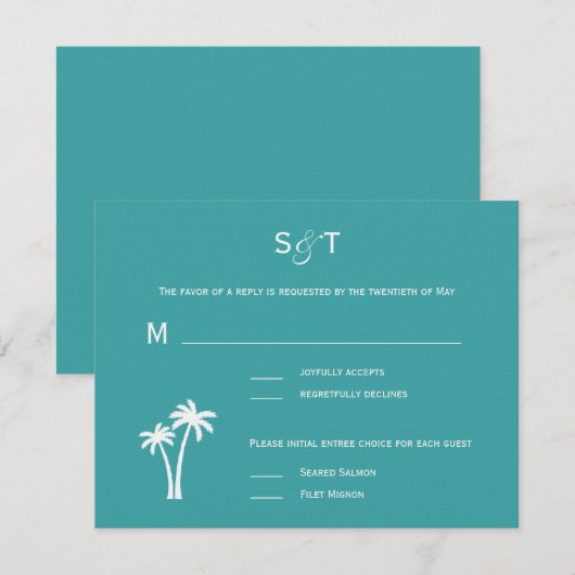 Palm Trees Weding RSVPカード (正面/裏面)