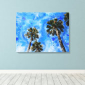 Palmen am blauen Himmel キャンバスプリント (インサイチュ (ウッドフロア))