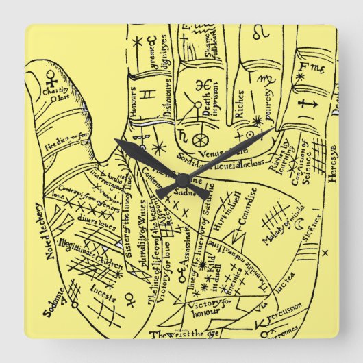 Palmistry 1671年 スクエア壁時計 (正面)