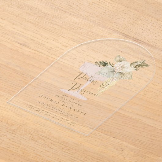 Palms and Prosecco Bridal Shower アクリル招待状 (レイダウン)