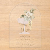 Palms and Prosecco Bridal Shower アクリル招待状 (正面)