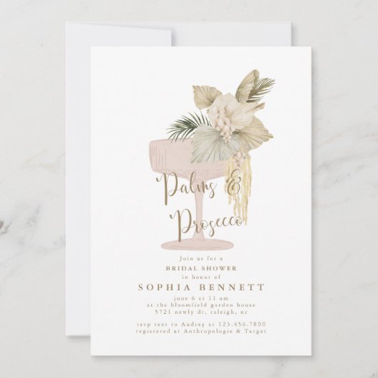 Palms and Prosecco Bridal Shower 招待状 (正面)