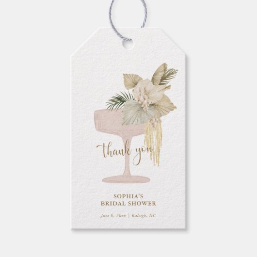 Palms and Prosecco bridal shower Thank You ギフトタグ (正面)
