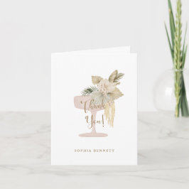 Palms and Prosecco Bridal Shower Thank You Card 招待状