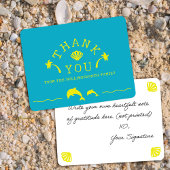 Palms & Dolphins Teal & Yellow Personalized サンキューカード