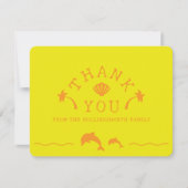Palms & Dolphins Yellow & Orange Personalized サンキューカード (正面)