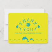 Palms & Dolphins Yellow & Teal Personalized サンキューカード (正面)