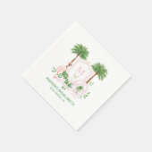 Palms Flamingo Monogram Crest Bachelorette  スタンダードカクテルナプキン (角)
