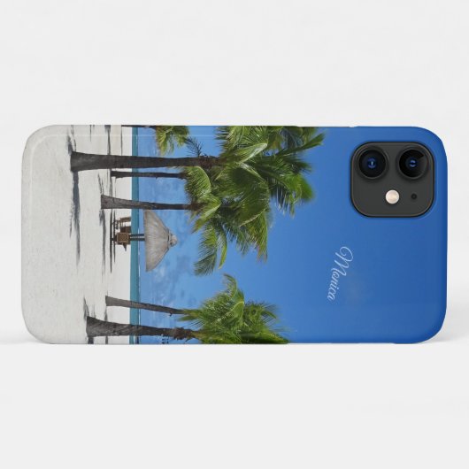 PalmTrees at theビーチに名前またはイニシャル Case-Mate iPhoneケース (裏面(横))
