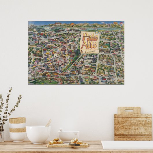 Palo Alto, California map ポスター (キッチン)