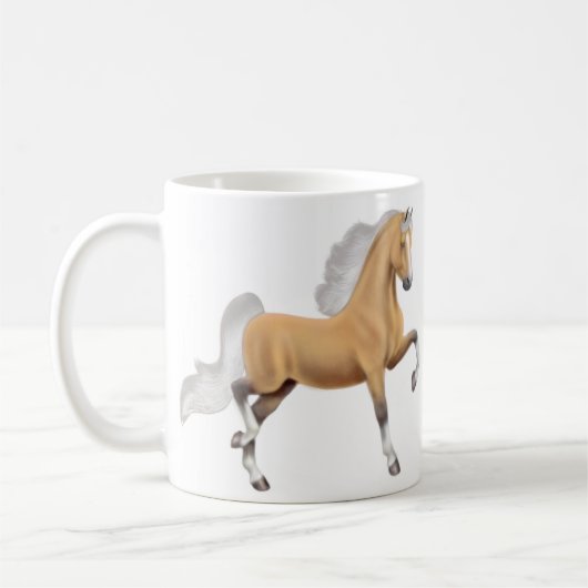Palominoのアメリカ人のSaddlebredの馬のマグ コーヒーマグカップ (左)