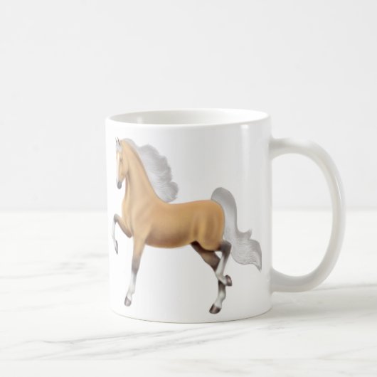 Palominoのアメリカ人のSaddlebredの馬のマグ コーヒーマグカップ (右)