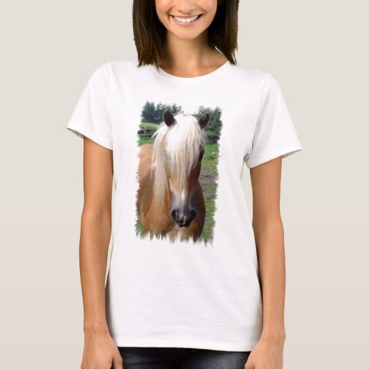 Palominoのクォーター馬の女性はTシャツに合いました Tシャツ (正面)