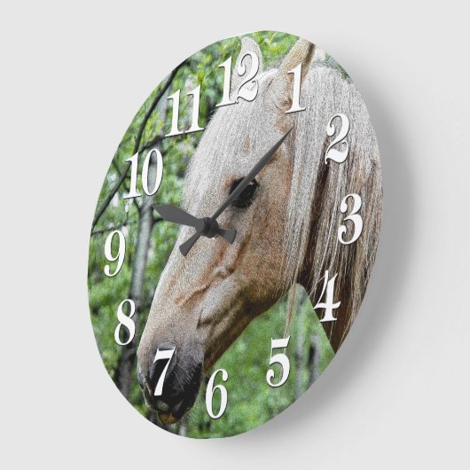 Palominoのペンキの種馬の馬好きの写真 ラージ壁時計 (傾斜)