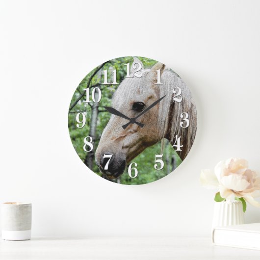 Palominoのペンキの種馬の馬好きの写真 ラージ壁時計 (ホーム)